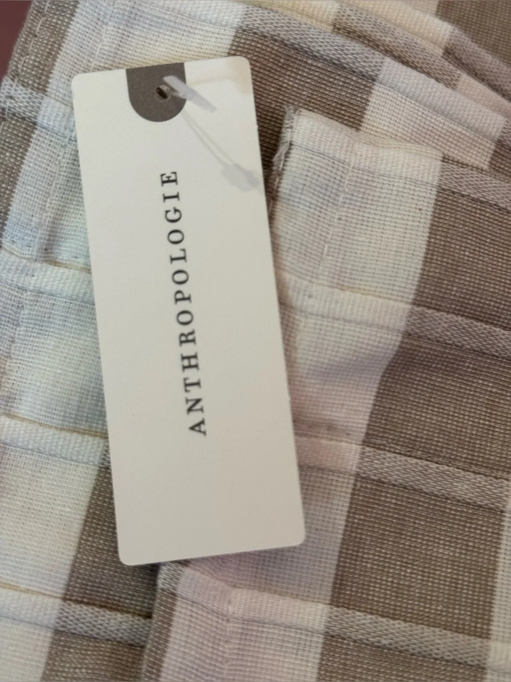 Anthropologie Cotton Woven Stripe Café Curtains, Set of 2, Taupe